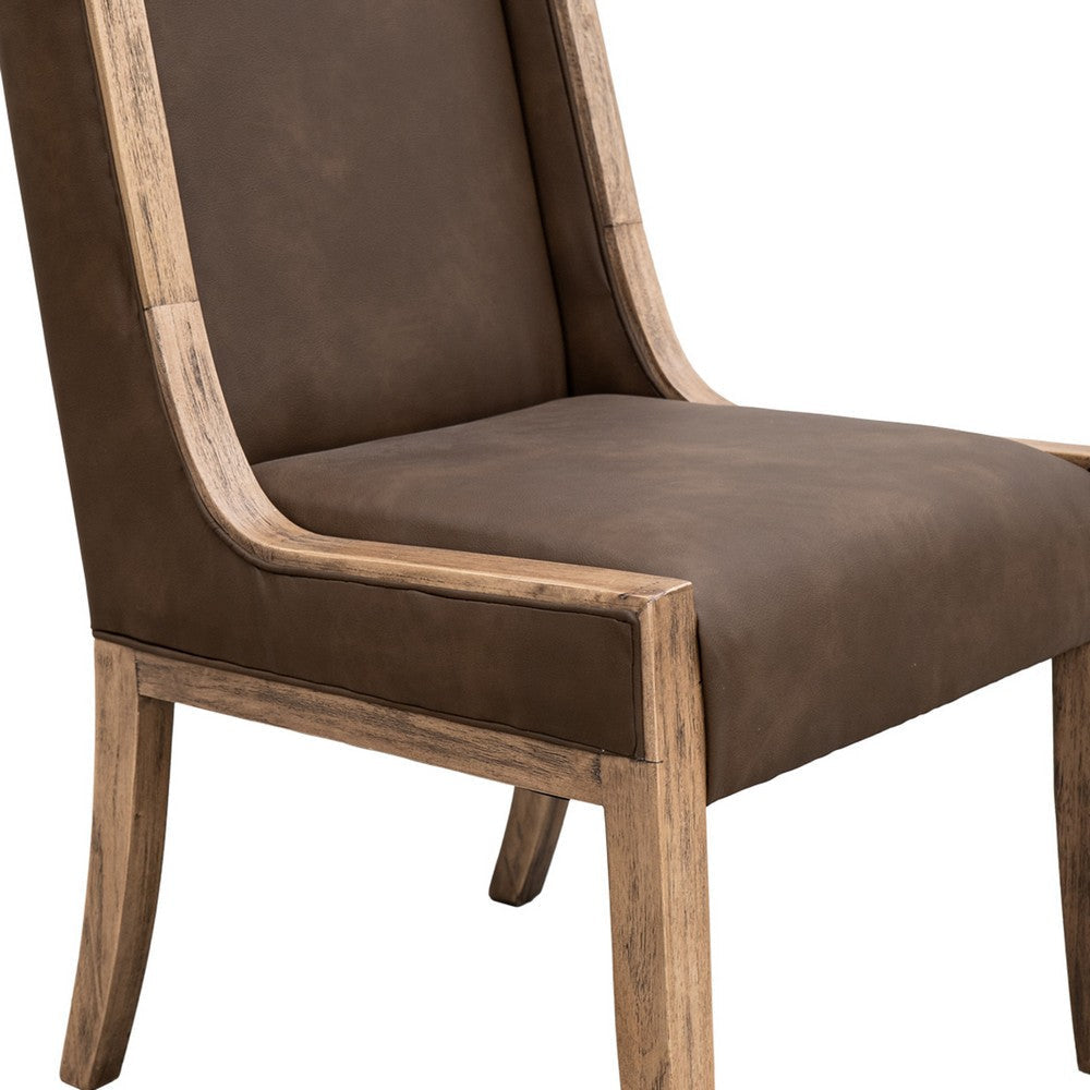 Eray Dining Chair Set of 2 Light Brown Melina Wood Dark Polyester BM334285