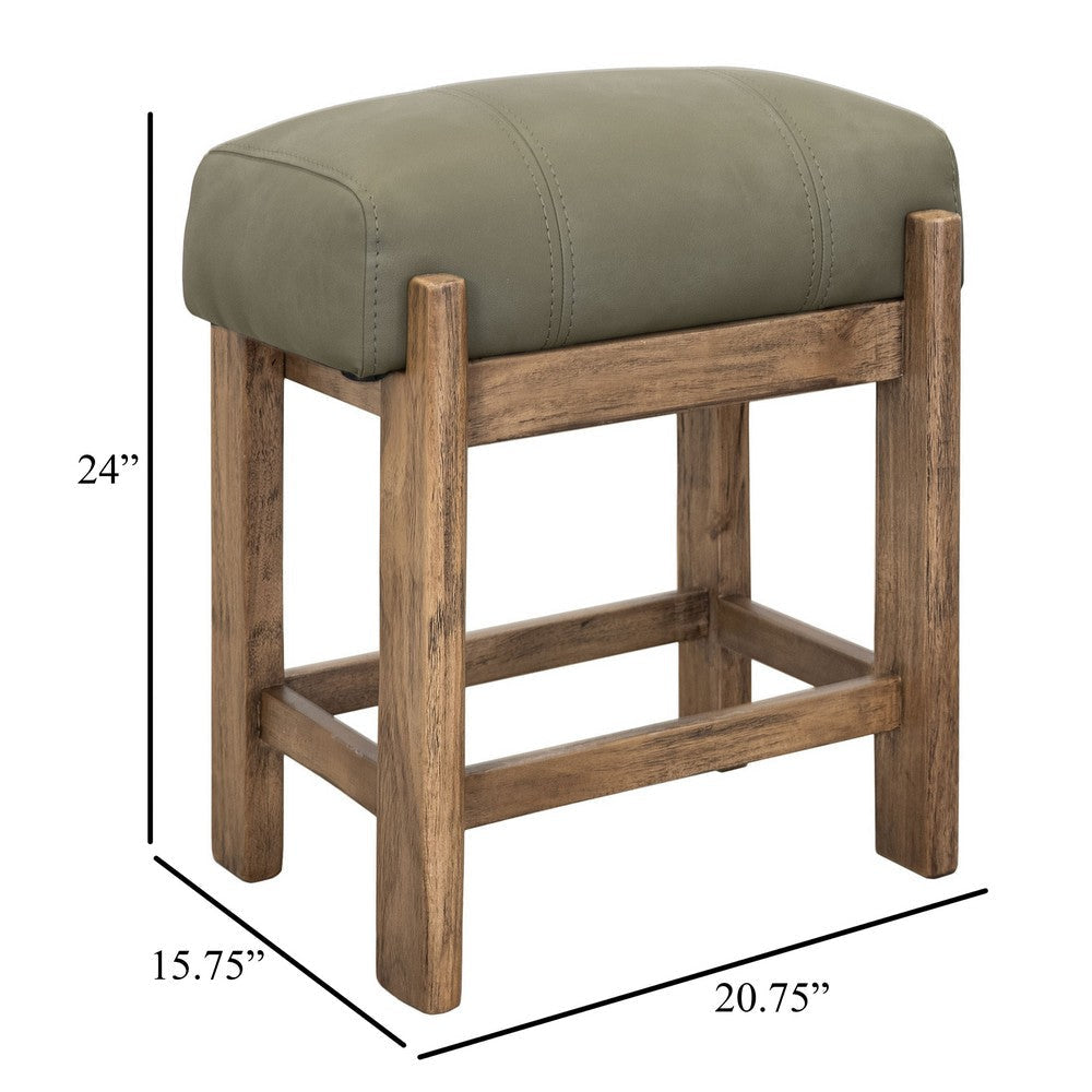 Eray Counter Stool | Almond | Barrel Brown | Olive Green Faux Leather BM334291