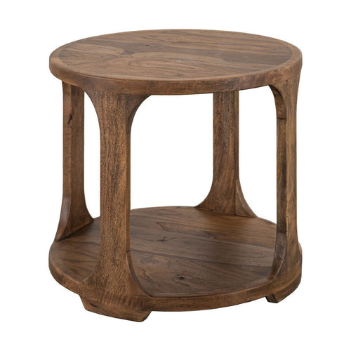 Eray Side End Table | 1 Shelf | Almond Barrel Brown Mango Wood | 26"