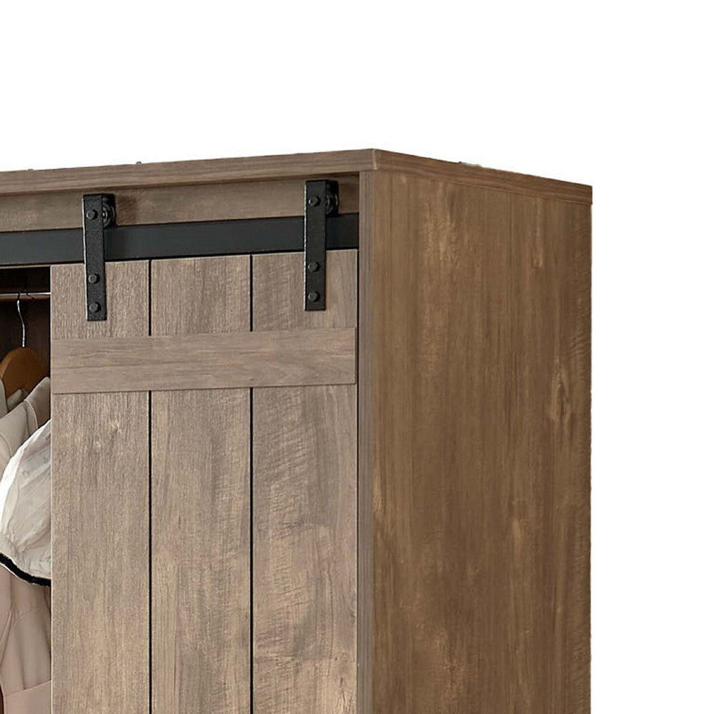 Fior Wardrobe Cabinet 2 Sliding Door 70 Inch Hazelnut Brown Board BM334338