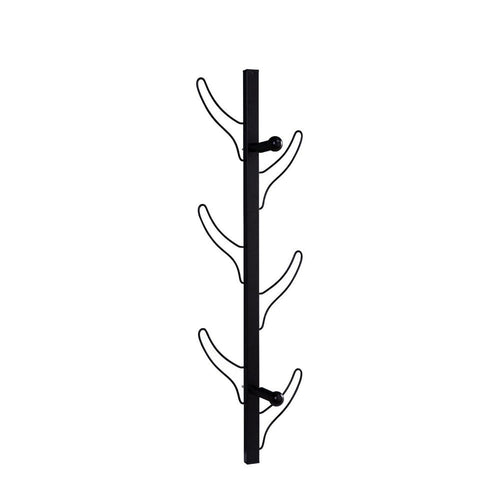 34 Inch Zubo Coat and Hat Rack w 6 Hooks , Wall Mount, Black Metal