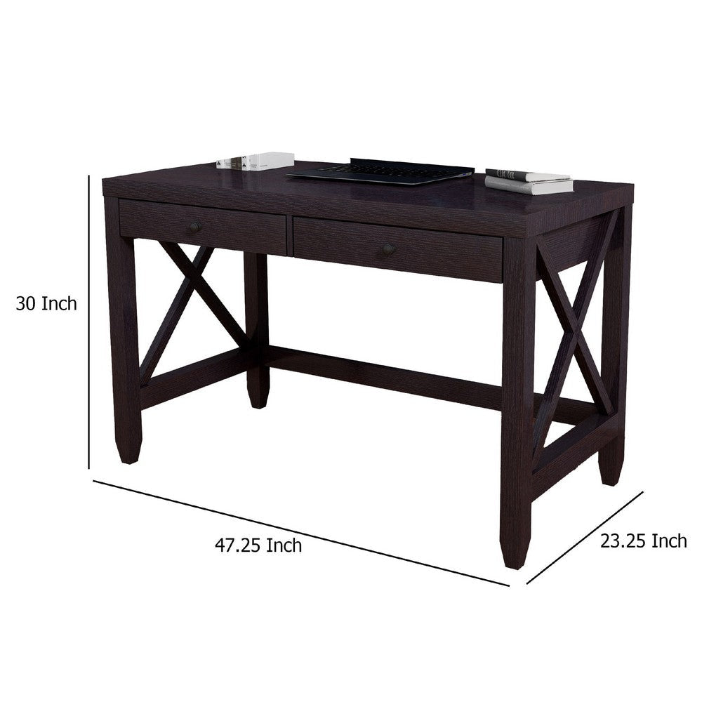 Home Office Writing Desk | 2 Drawers | 47’’ Farmhouse Red Cocoa Brown BM334353