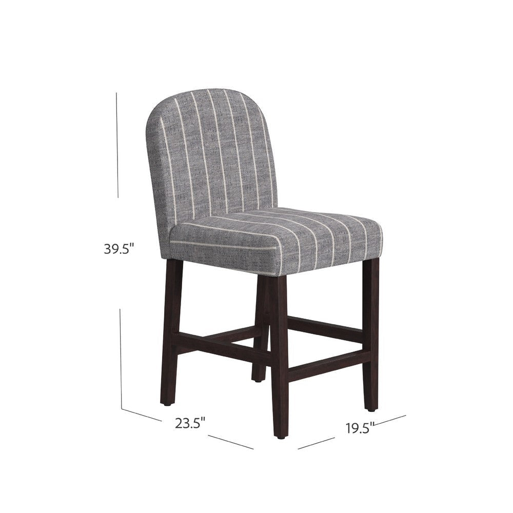 Aleo Counter Stool Chair | Woven Fabric Gray and White Tweed Stripes BM334450