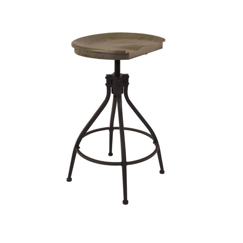Counter Bar Stool | 26-30" Adjustable Height | Natural Brown Wood Seat