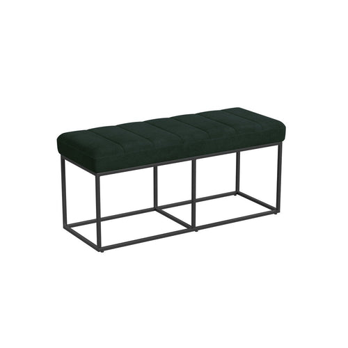 Kai Bench | Open Metal Frame | Green Channel Stitched Faux Suede 43"