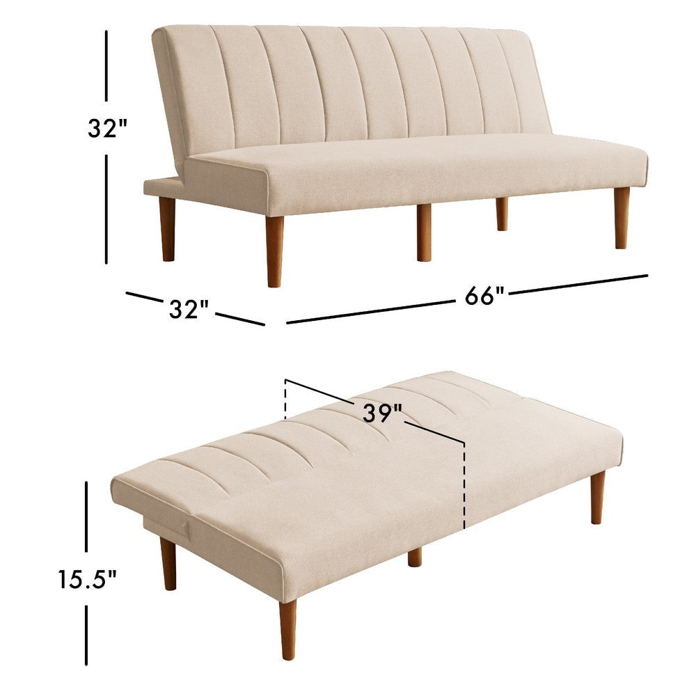 Ian Convertible Futon Sofa Bed | Adjustable Recliner | Woven Beige