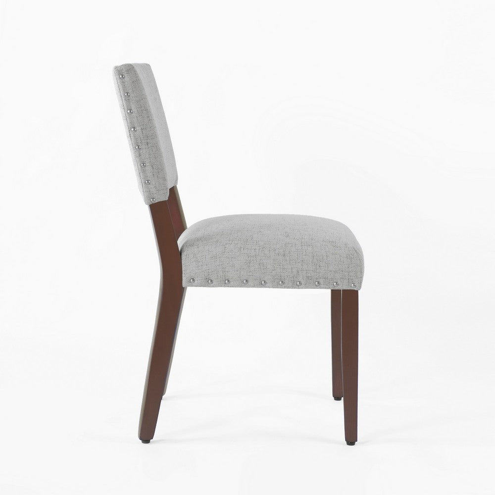 Dining Side Chair Set of 2 | Padded Open Back | Gray Woven Fabric