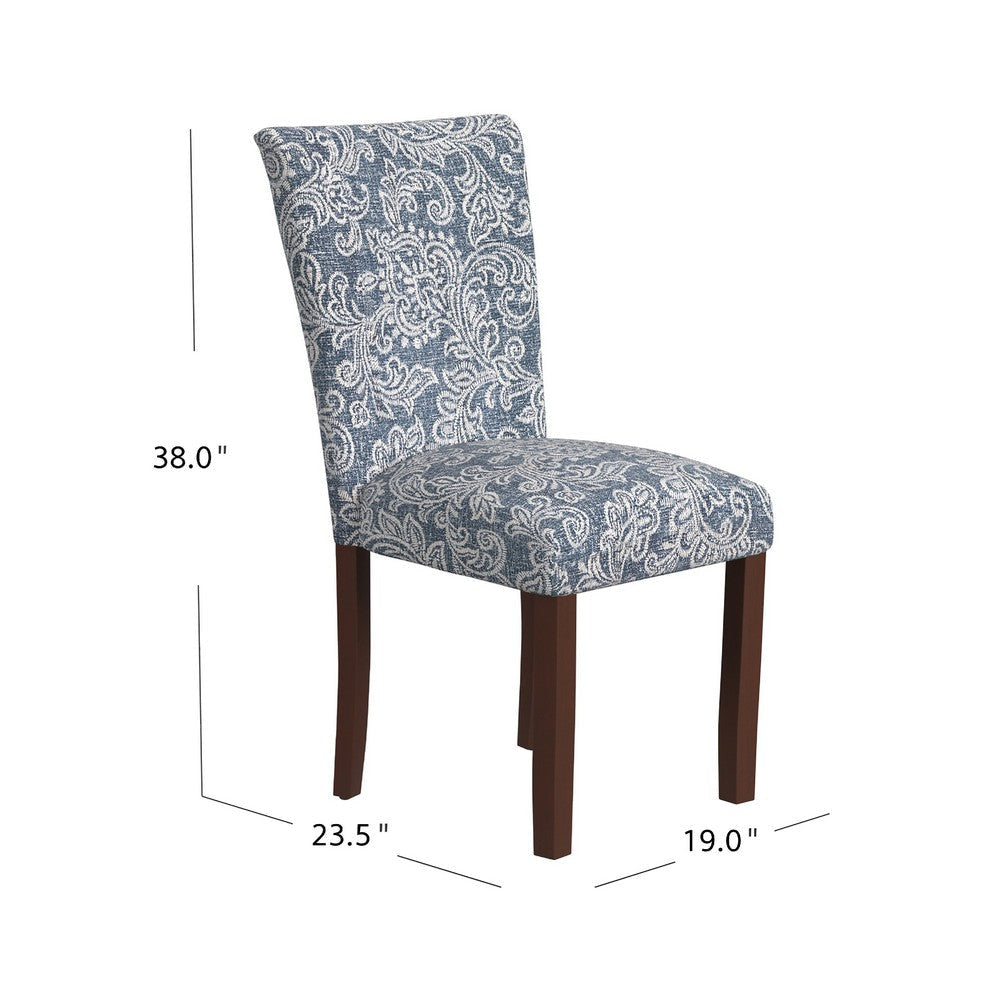 Jax Parsons Dining Chair Set of 2 | Blue Jacobean Print Polyester