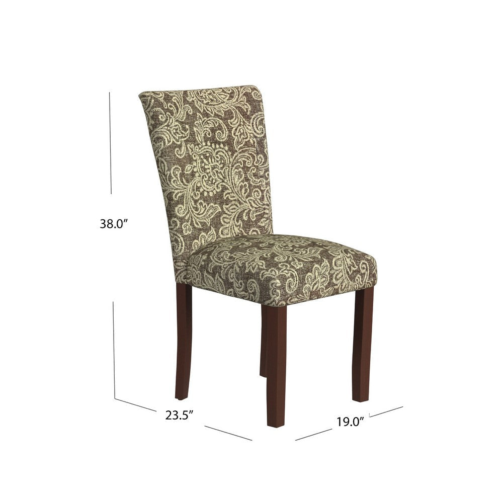 Jax Parsons Dining Chair Set of 2 | Brown Jacobean Print Polyester