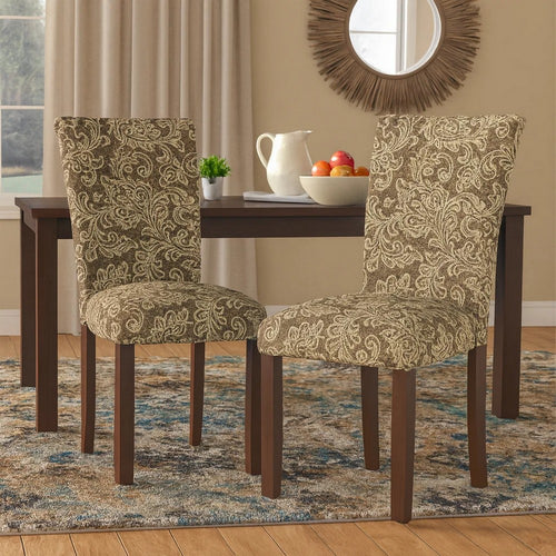 Jax Parsons Dining Chair Set of 2 | Brown Jacobean Print Polyester