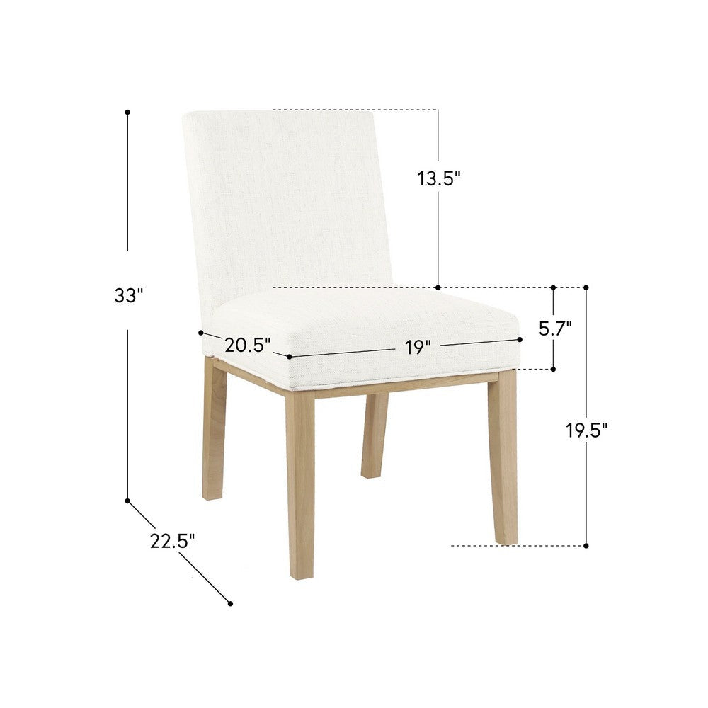 Jan Dining Chair with Natural Brown Wood Legs | White Woven Fabric