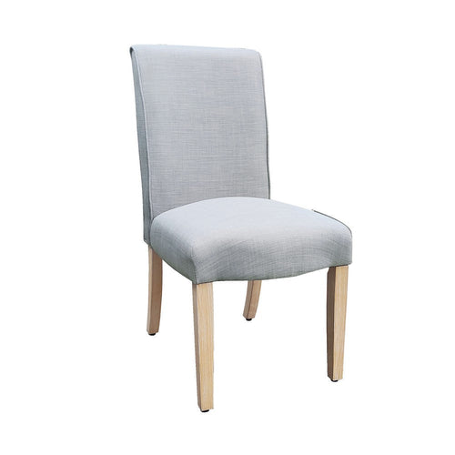 Jay Dining Chair Set of 2 | Scalloped Details Light Gray Woven Fabric