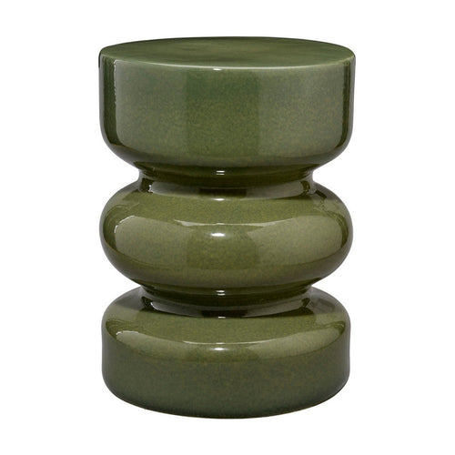 Ruo Patio Garden Stool Table| Hourglass Body Glossy Green Ceramic