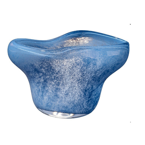 Lesy Decorative Bowl | Freeflow Ruffled Edge | Blue Blown Glass 14"