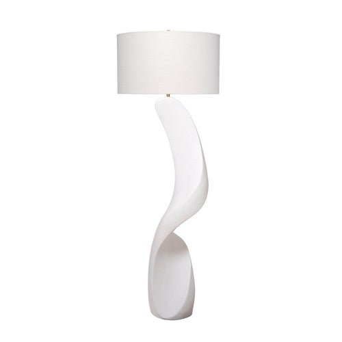 Koz Accent Floor Lamp | 66" Curved Sculpture | White Linen Shade