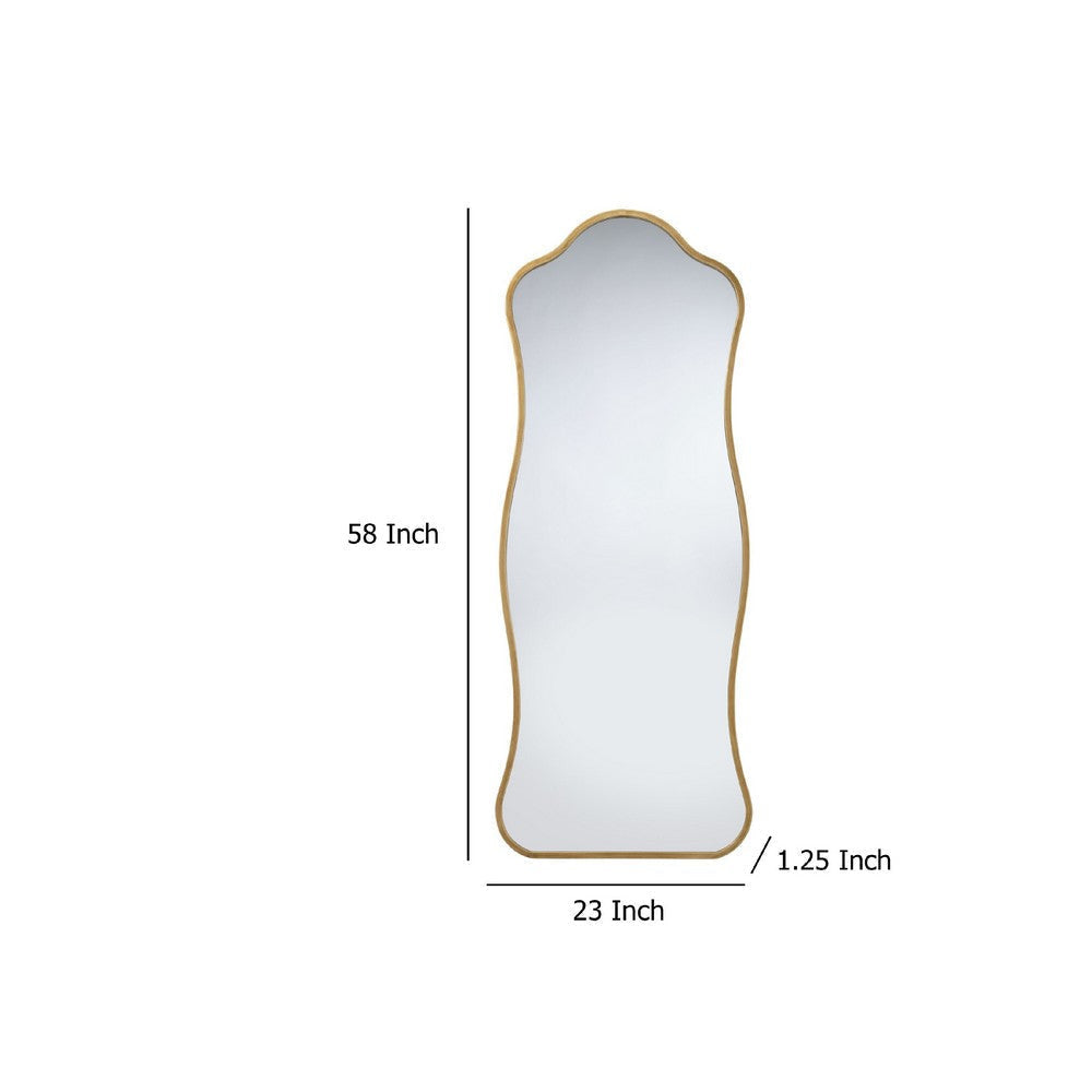 Ari Floor Mirror | 58’’ | Brass Metal Wavy Frame | Hand Forged Iron
