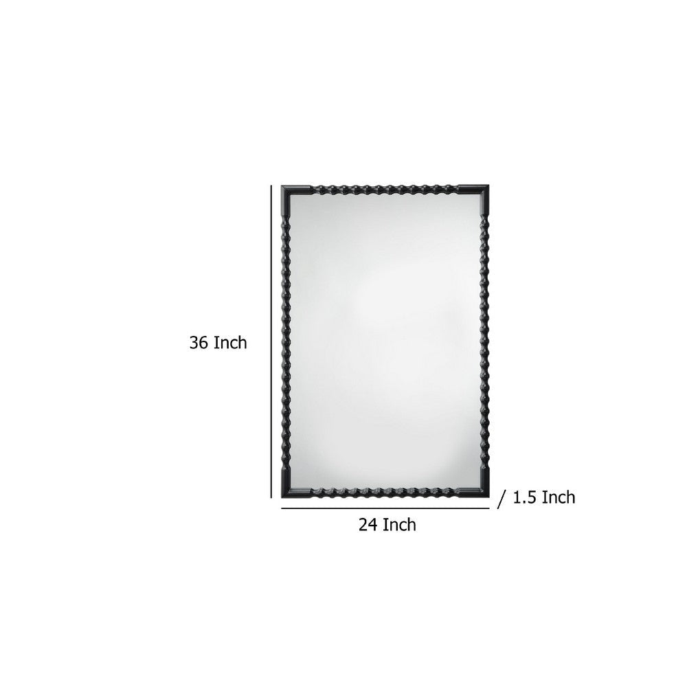 Perz Accent Wall Mirror | 24x36 Rectangular Beaded Frame | Forged Iron BM334575