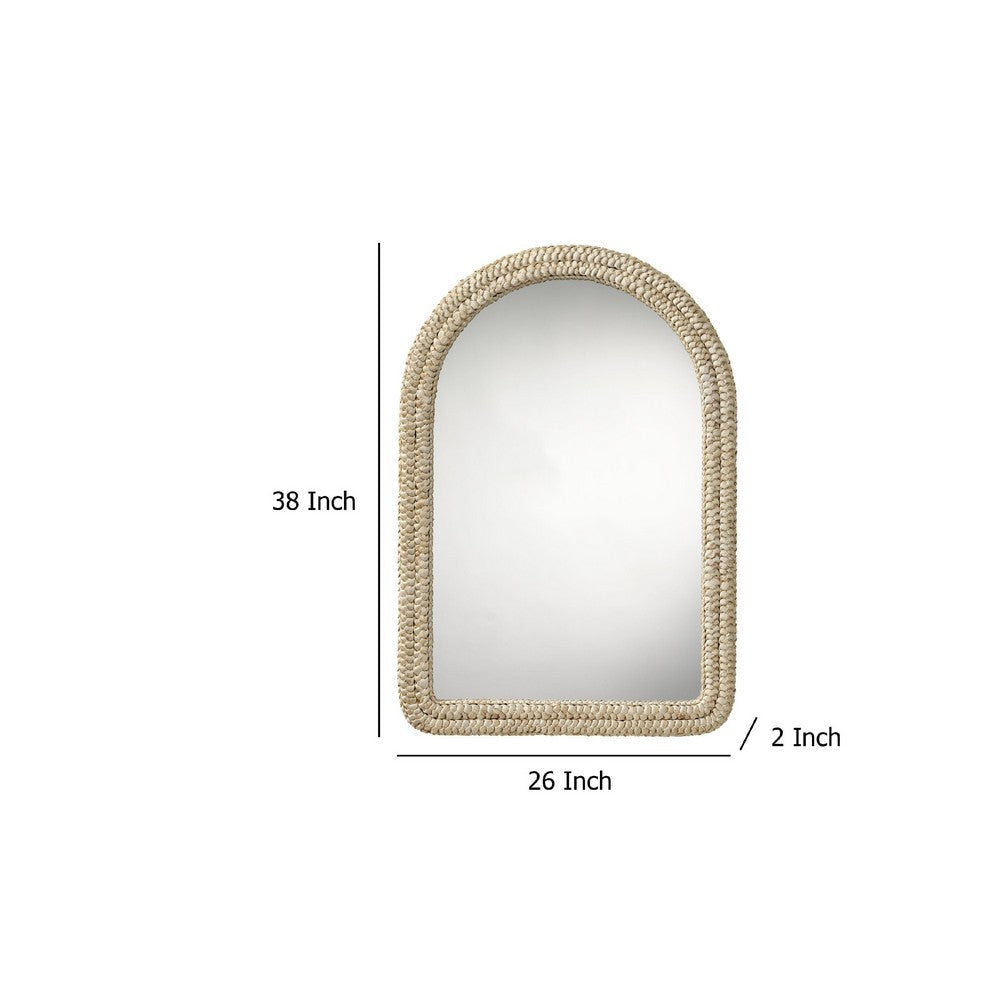 Grix Wall Mirror | 38’’ Brown Braided Arch Frame | Woven Cornhusk BM334577