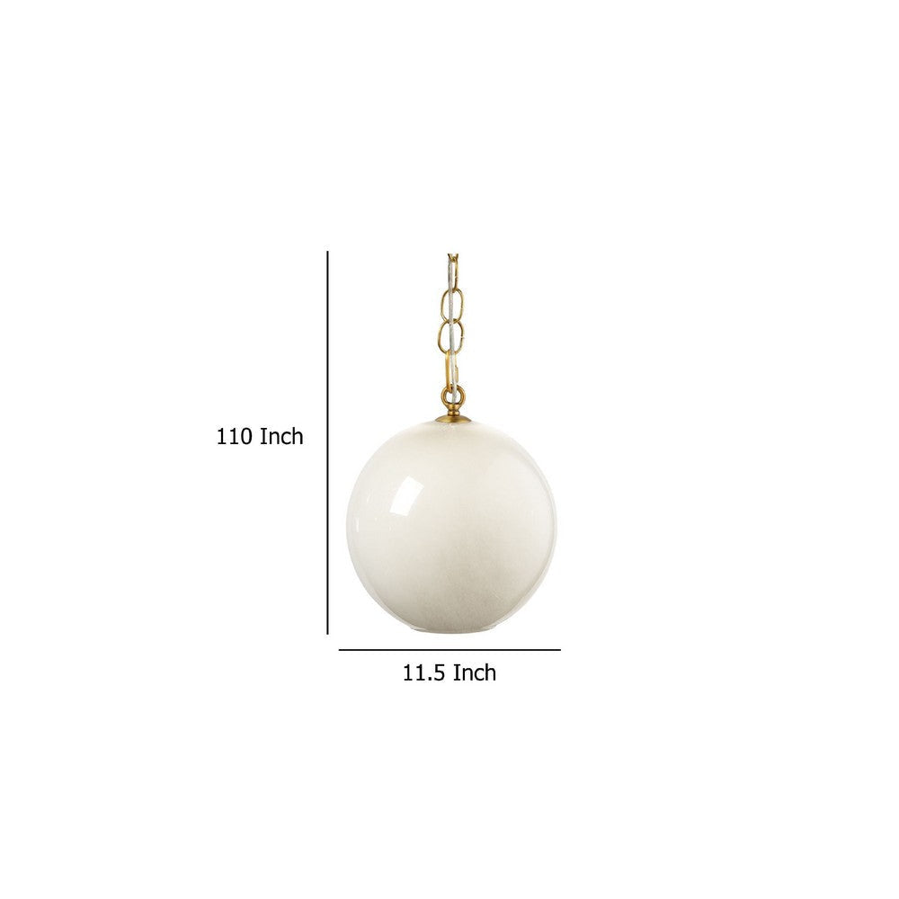 Tero Ceiling Pendant Light | Beige Blown Glass | Antique Brass | 12’’ BM334591