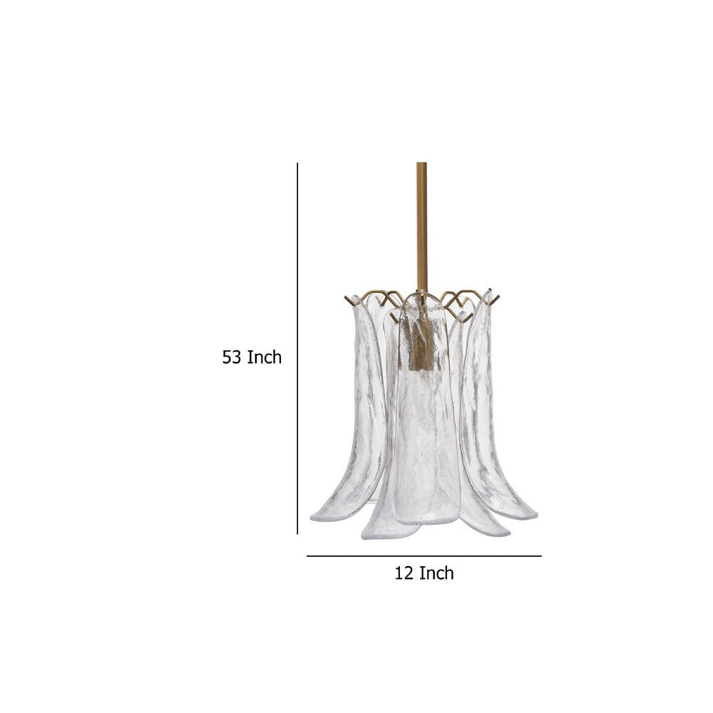 Kero Ceiling Lamp | Murano Style Clear Blown Glass Pendant | 12’’