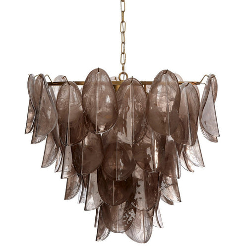 Jero Chandelier | Murano Petal Design | Gray Quartz Glass | 30"