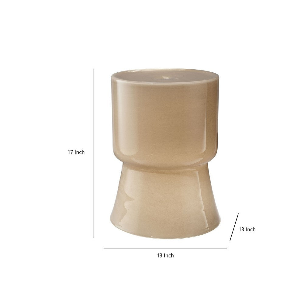 Hery Garden Side Table Stool | Hourglass Glossy Brown Soda Lime Glass BM334612