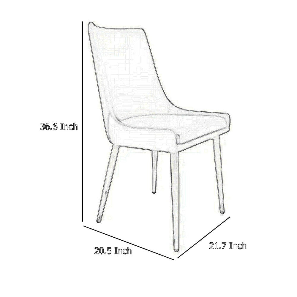 Rusa Dining Chair Set of 2 White Faux Leather Upholstery Gold Legs BM334644