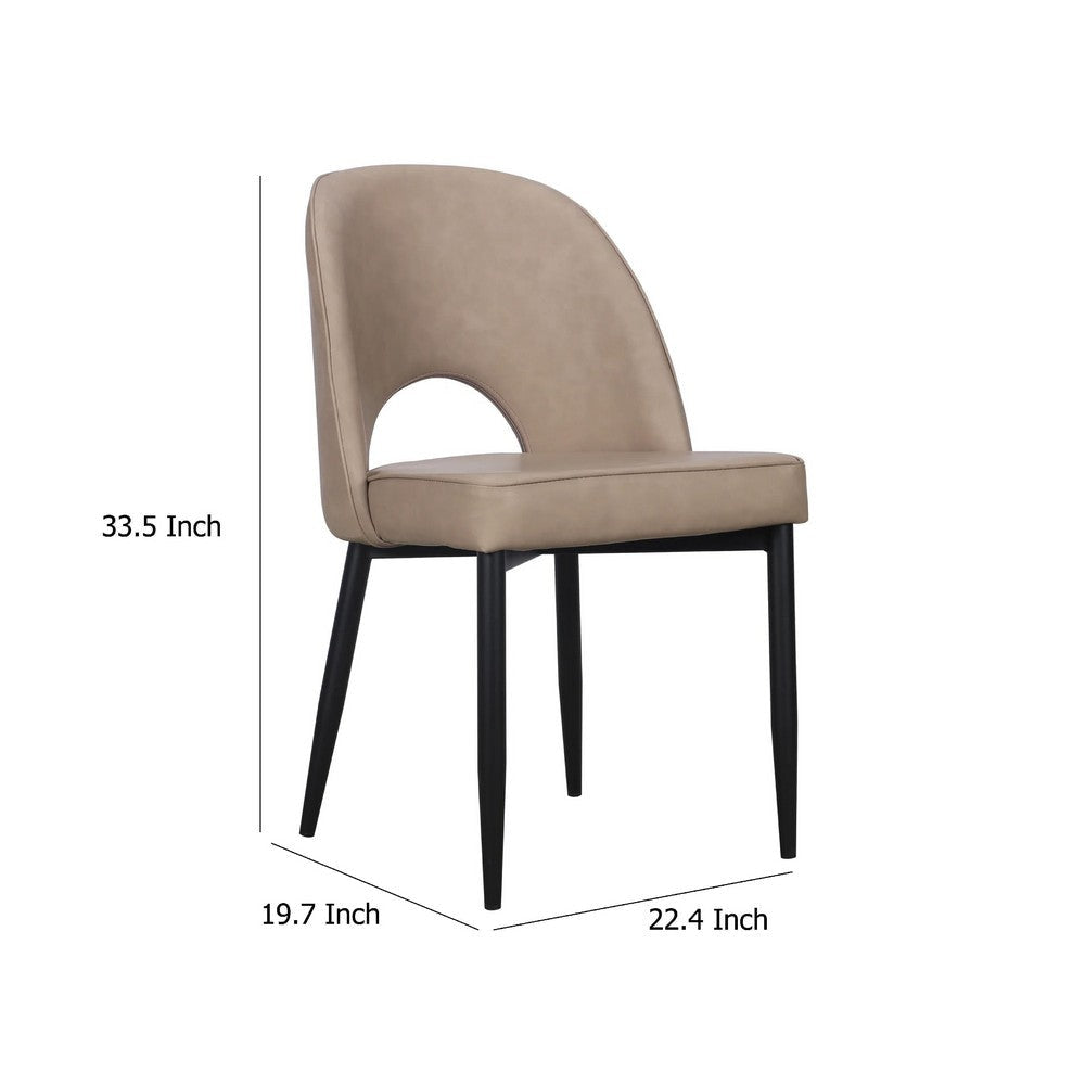 Koir Set of 2 Dining Chair | Light Taupe Faux Leather | Open Backrest BM334657