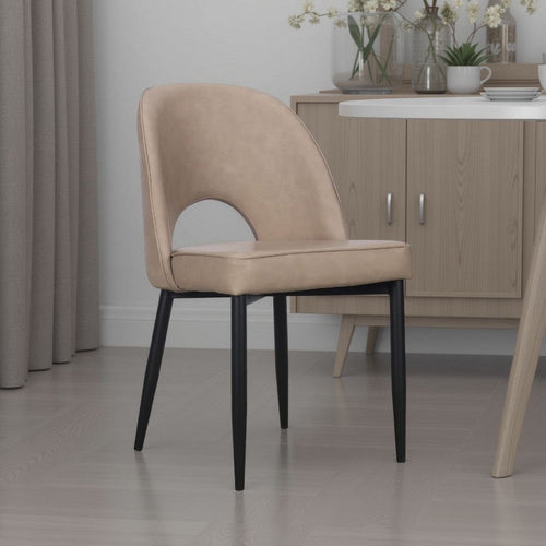Koir Set of 2 Dining Chair | Light Taupe Faux Leather | Open Backrest