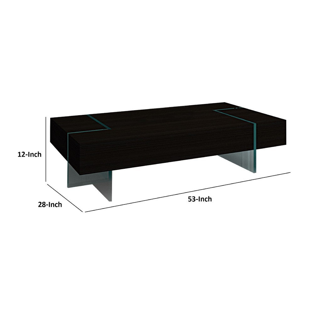Wami Coffee Table | Tempered Glass | 53’’ Rectangular | Modern Black BM334688