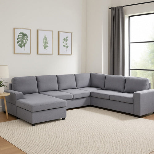 Fenie 7 Seat Reversible Modular Sectional Sofa Chaise | Gray | 147"