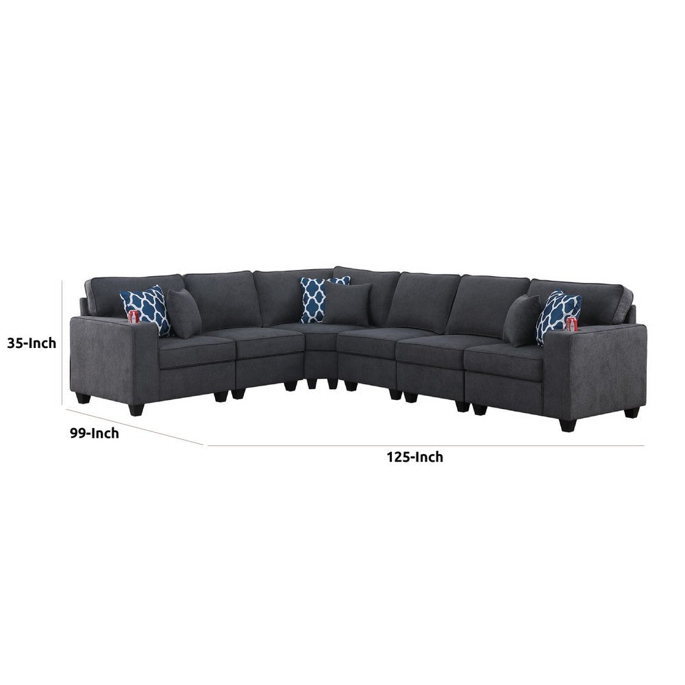 Nid Reversible RAF L Shaped Sectional Sofa | Stone Gray Woven | 125’’ BM334740