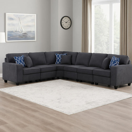 Nid Reversible RAF L Shaped Sectional Sofa | Stone Gray Woven | 125"