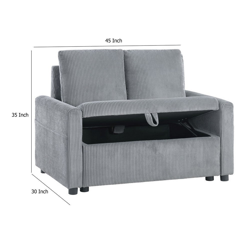 Swin Loveseat with Storage | Gray Corduroy | Soft Cushioned | 45’’ BM334773