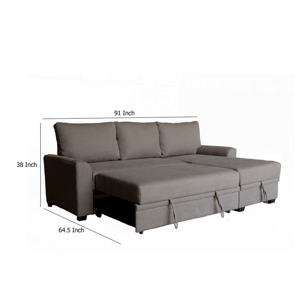 Nami Sleeper Sectional with Storage Chaise | Brown Flannel | 91’’ BM334780