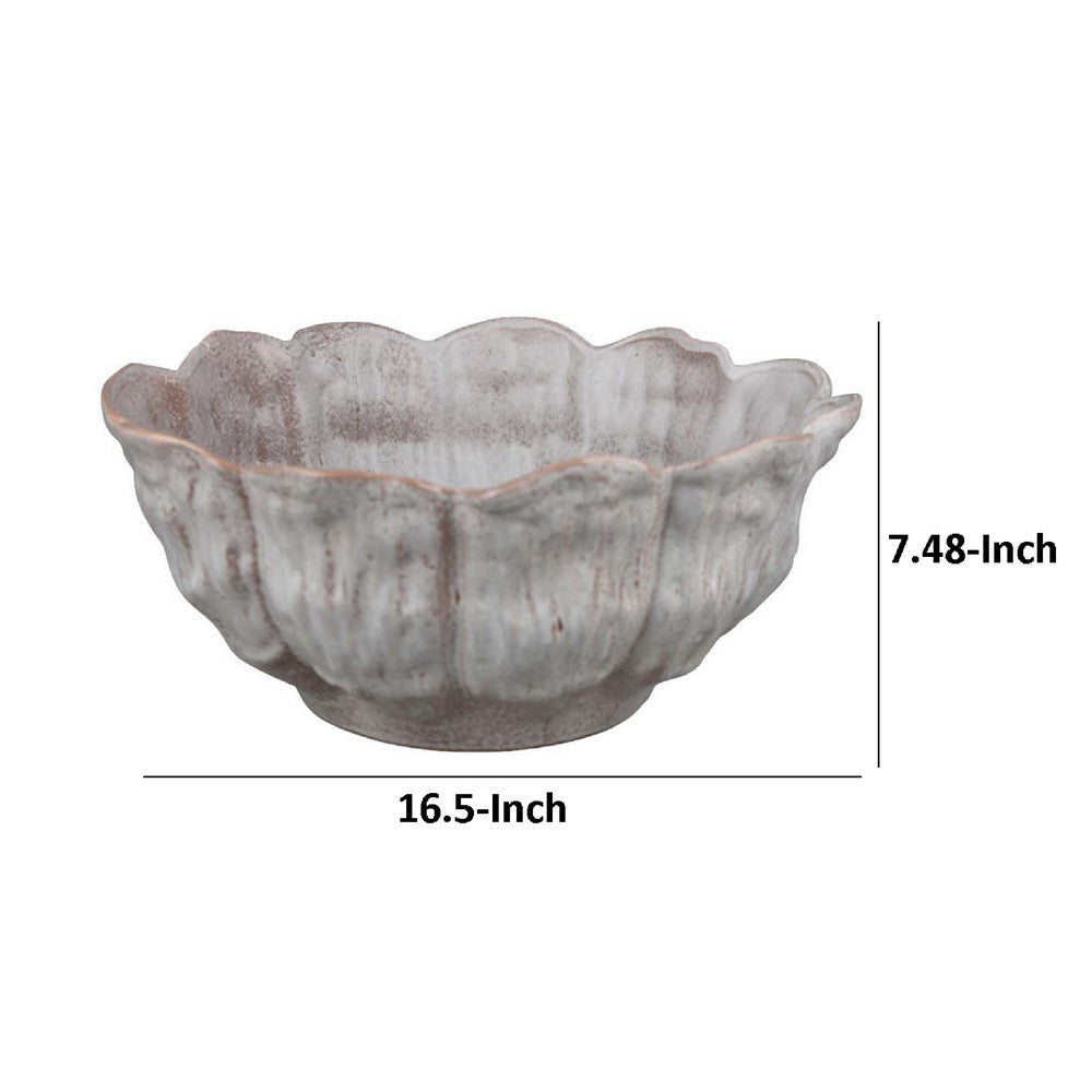 Bobo Decorative Bowl | Floral Design | 17’’ White Ceramic