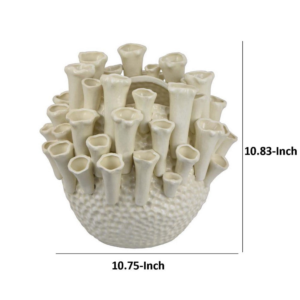 Cior Decorative Vase | Coral Shape Design | 11’’ White Ceramic Body BM334881