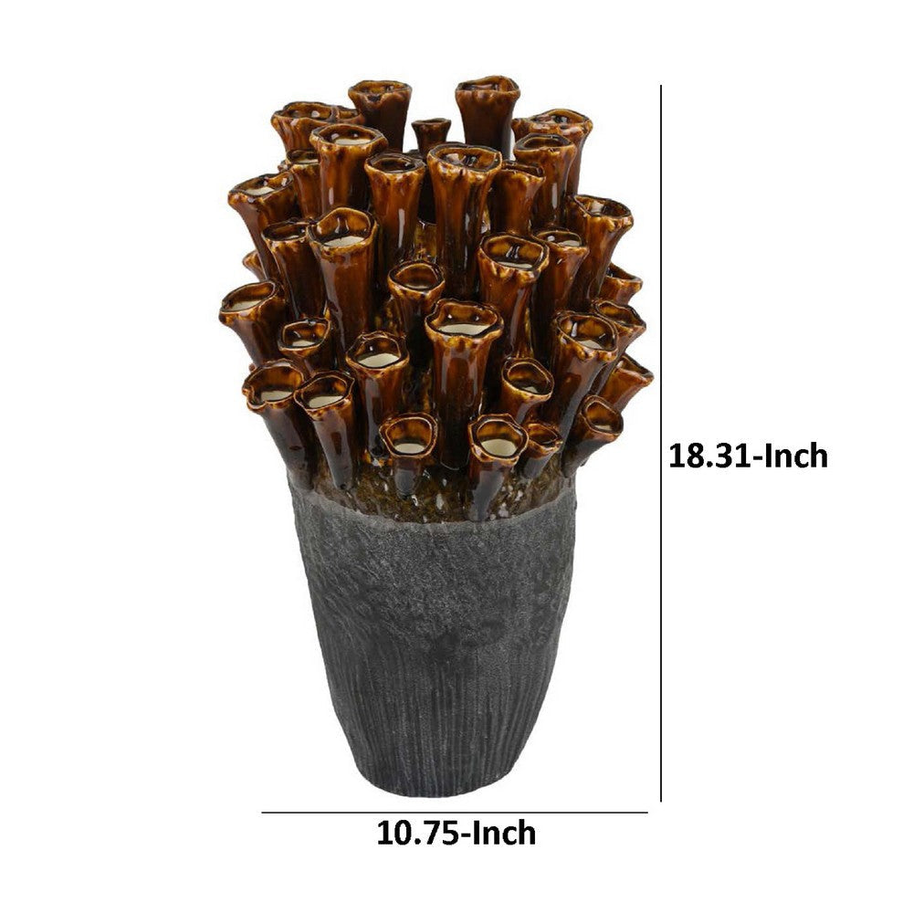 Cior Decorative Vase | Coral Shape | 18’’ Gray and Brown Ceramic BM334882