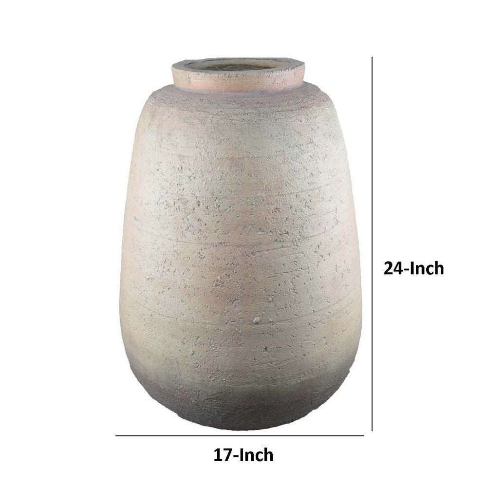 Kilu Decorative Vase | Rugged Texture | 24’’ Metallic Gray Resin BM334934