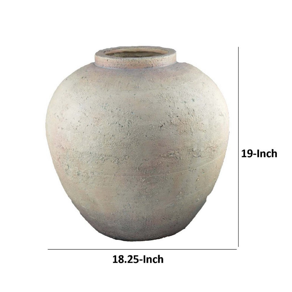 Kilu Decorative Vase | Rugged Texture | 19’’ Metallic Gray Resin BM334935