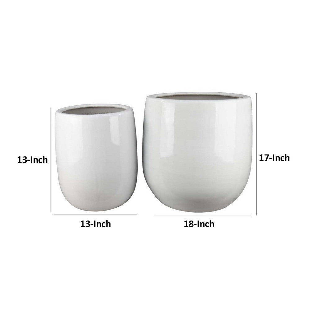 Womy Tall Decorative Planters Set of 2 | Glossy White Ceramic 18 30’’ BM334943