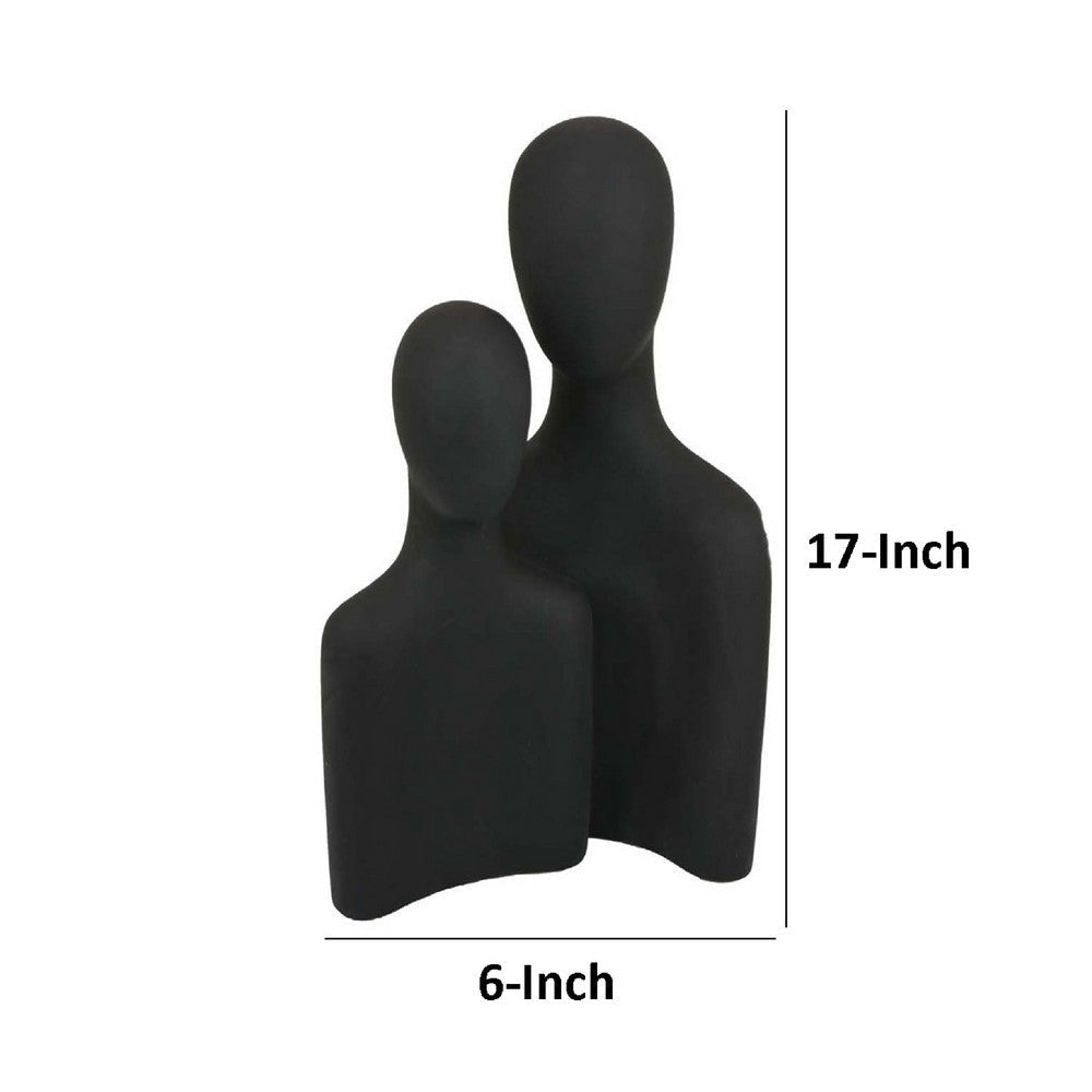 Nito Decorative Figurine | 2 Bust Silhouettes | 17’’ Black Resin Body