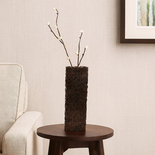 Accent Vase | Dark Bronze Resin | Prominent Geometric Texture | 20"