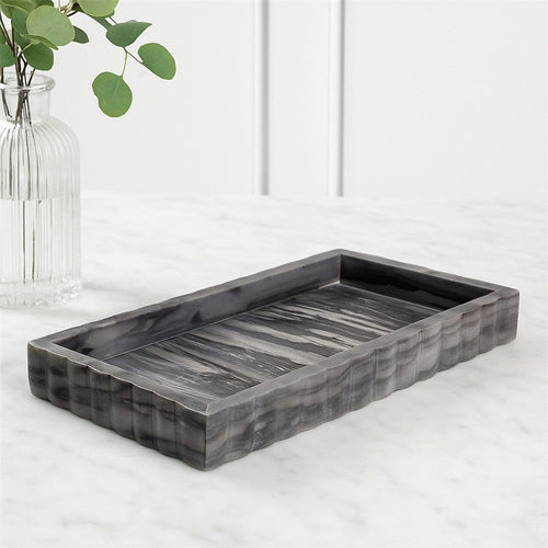 Myla Decorative Marble Tray | Subtle Gray Scalloped Edges | 14"