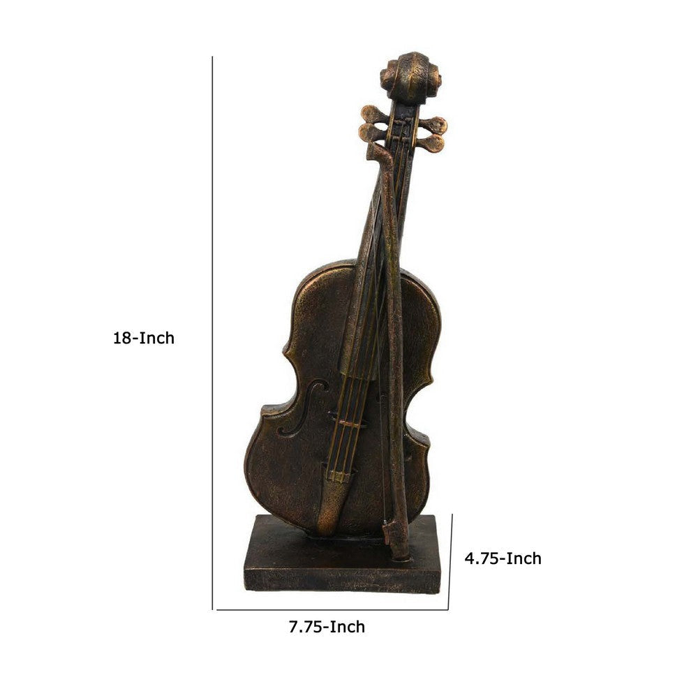 Violin Tabletop Decor | Dark Bronze Resin | Rectangular Base | 18’’ BM335004