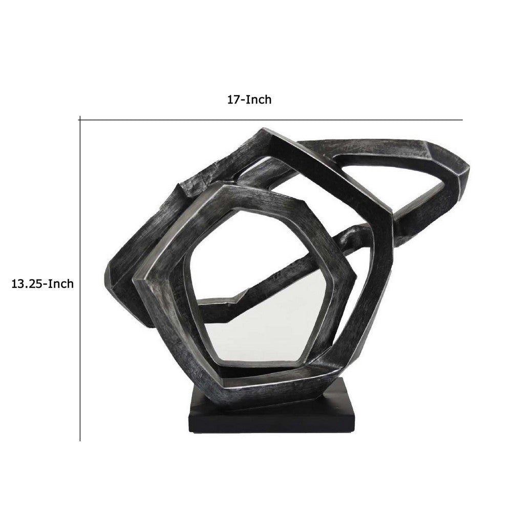 Abstract Decorative Tabletop Sculpture | Gray Resin Geometric | 17’’ BM335006