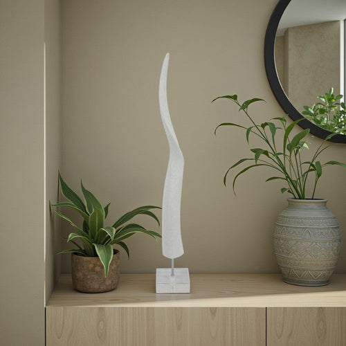 Linaa Decorative Antler Horn | White Resin Clear Acrylic Base | 32"