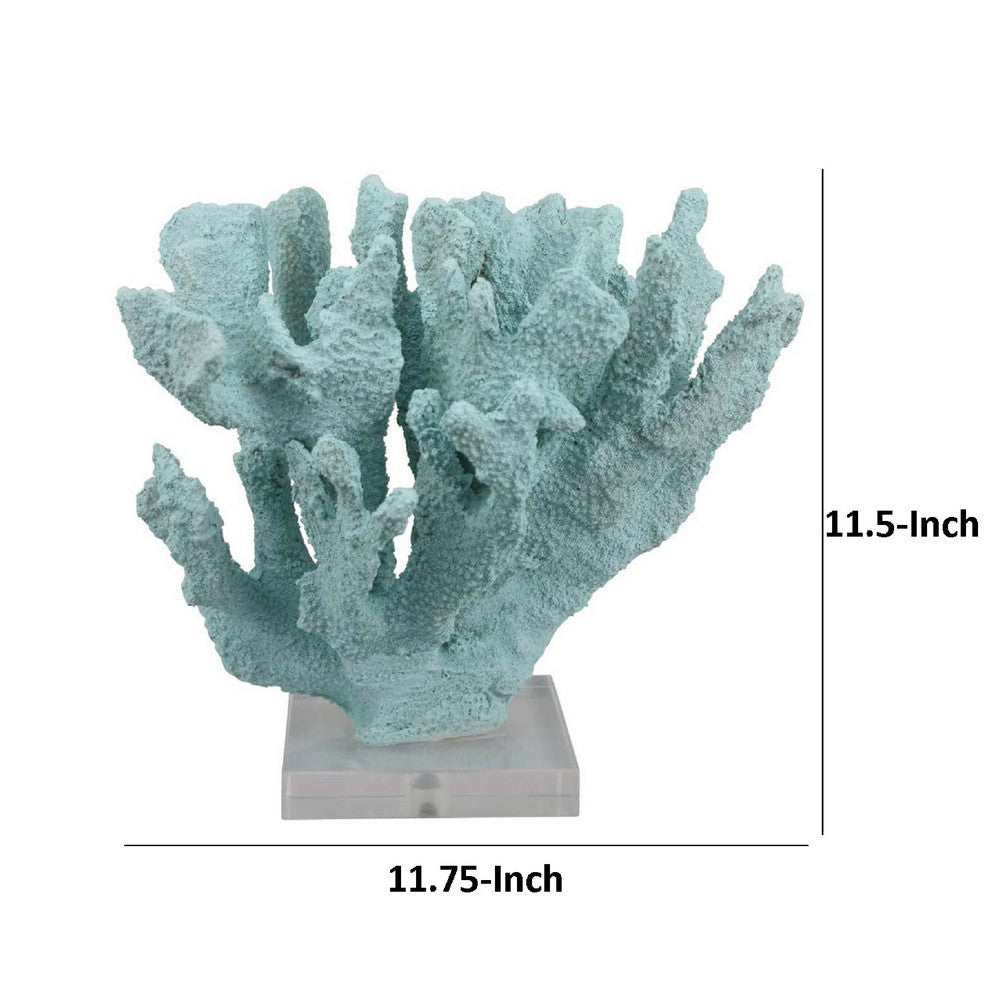 Manala Coral Sculpture with Clear Acrylic Base | Blue Resin 12’’