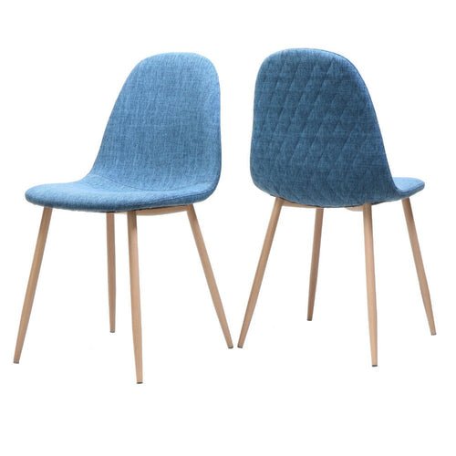 Reva Dining Side Chair Set of 2 | Blue Seat | Brown Iron Frame