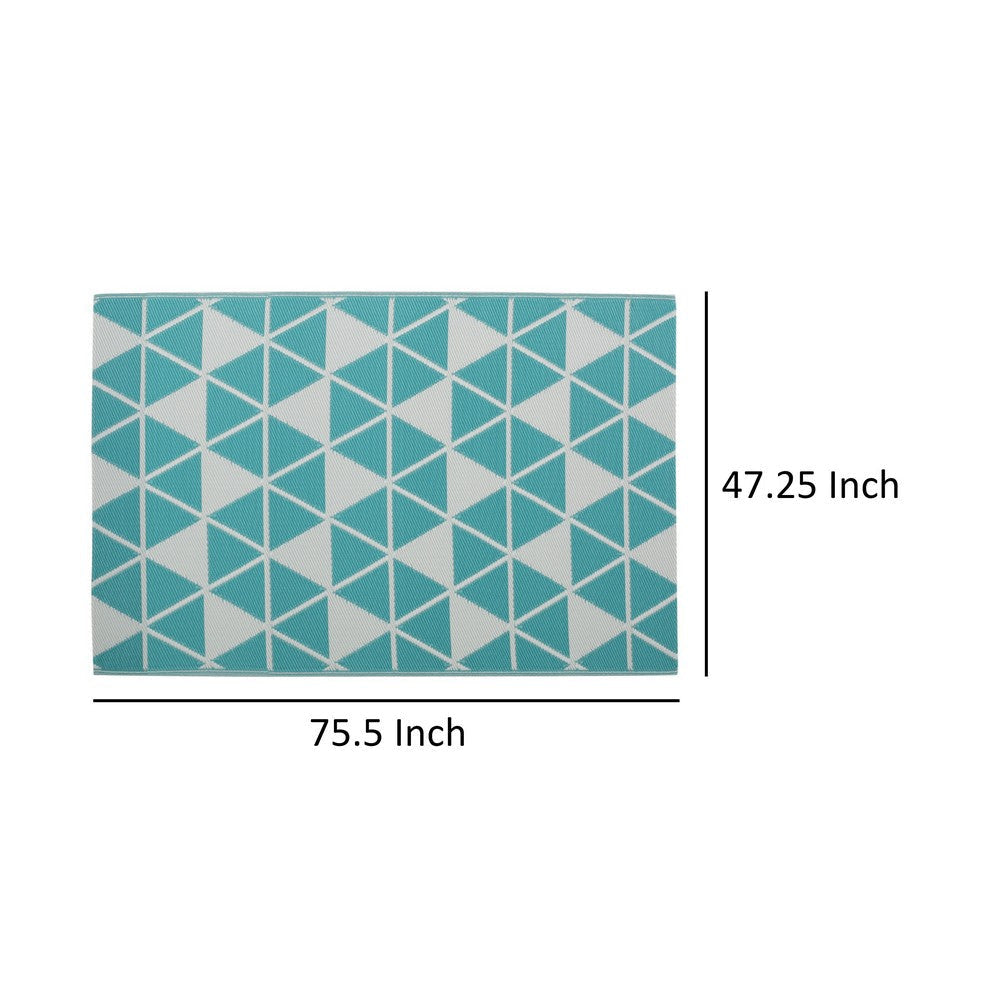 4 x 6 Outdoor Small Area Rug | Turquoise Green and White Geometry BM335151